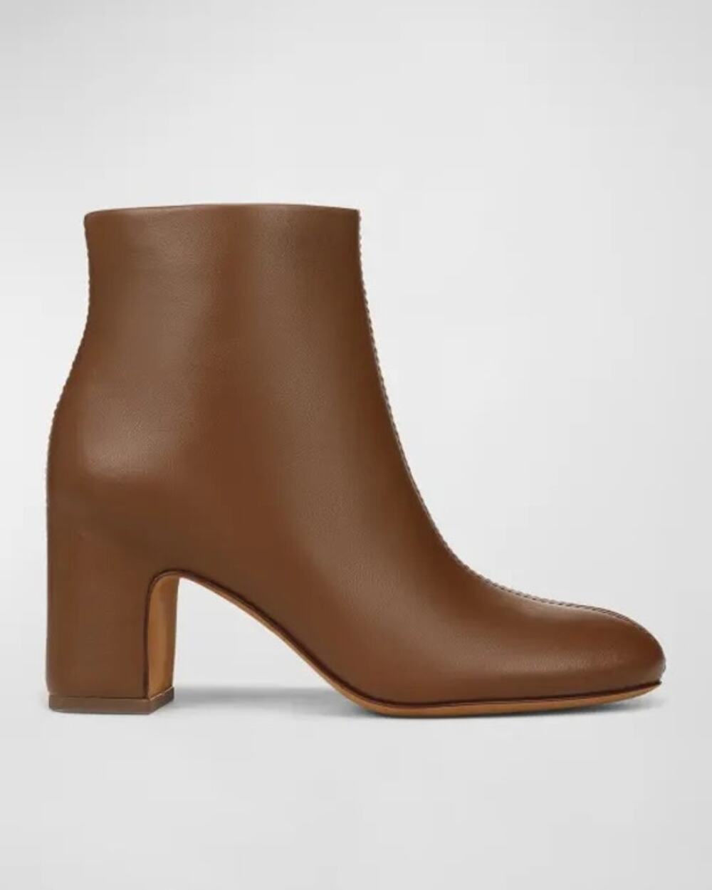 Vince Terri Brown Leather Block Heel Ankle Booties Chelsea Boots 35.5